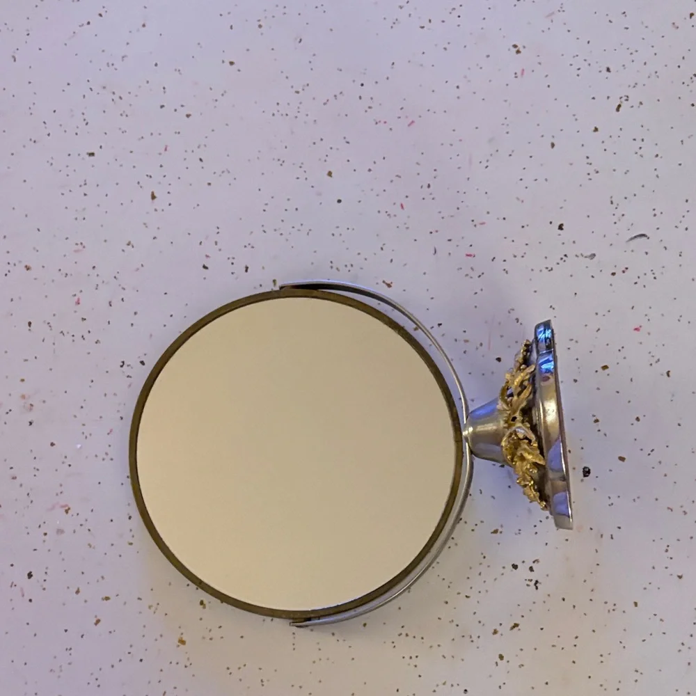Elegant Gold and Silver Make Up Mirror/vintage